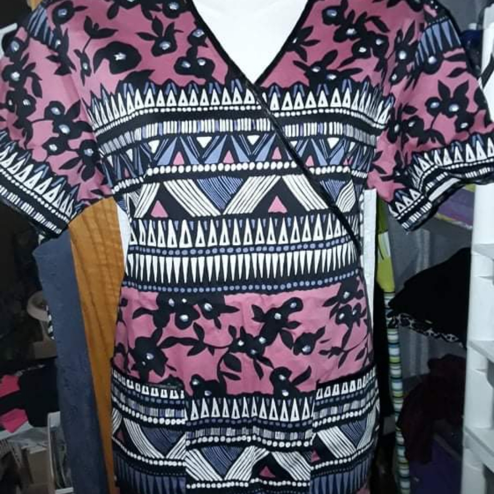 Pink & Purple Scrub Top Small